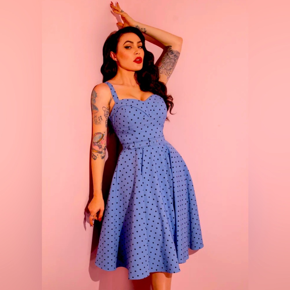 Vixen by Micheline Pitt Sunset Blue Maneater Swing Dress size Large